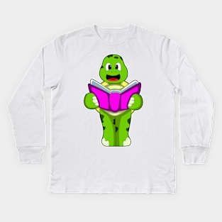 Turtle with Book Kids Long Sleeve T-Shirt